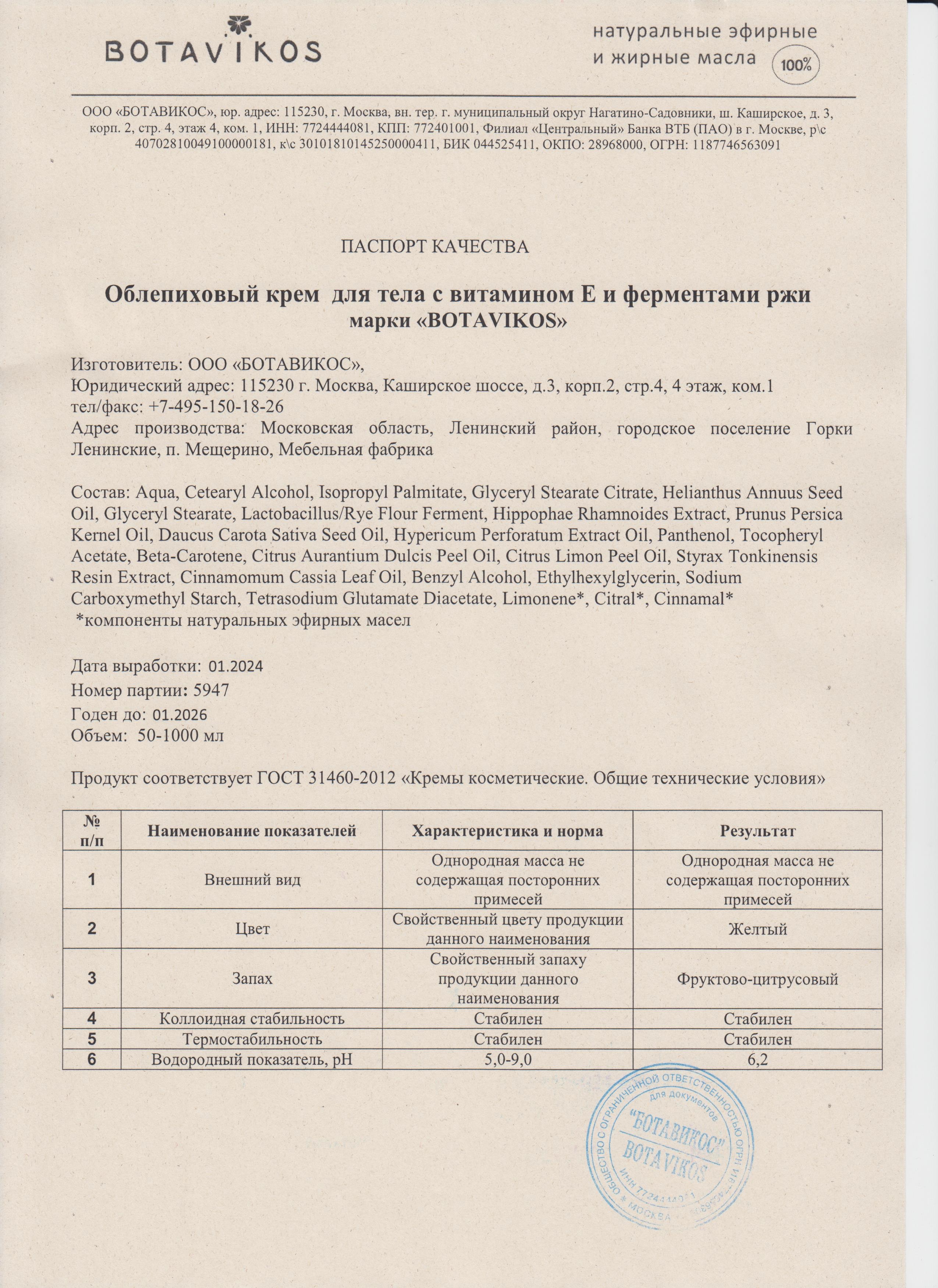 Паспорт №012024